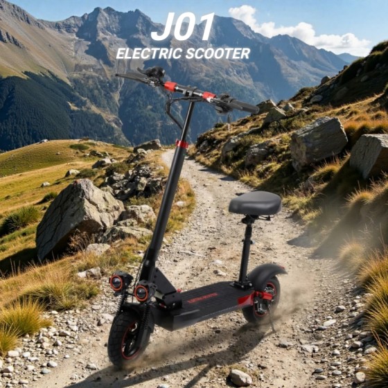 800W High-Power Off-Road Electric Scooter with Seat | 10" Puncture-Resistant Tires | Foldable