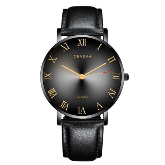 Fashion Casual Business Men’s Watch – Geneva Roman Dial Quartz Wristwatch