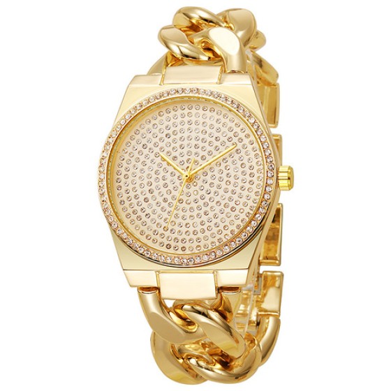 New Full Crystal Men’s Watch – Skeleton Dial Quartz Bracelet Watch